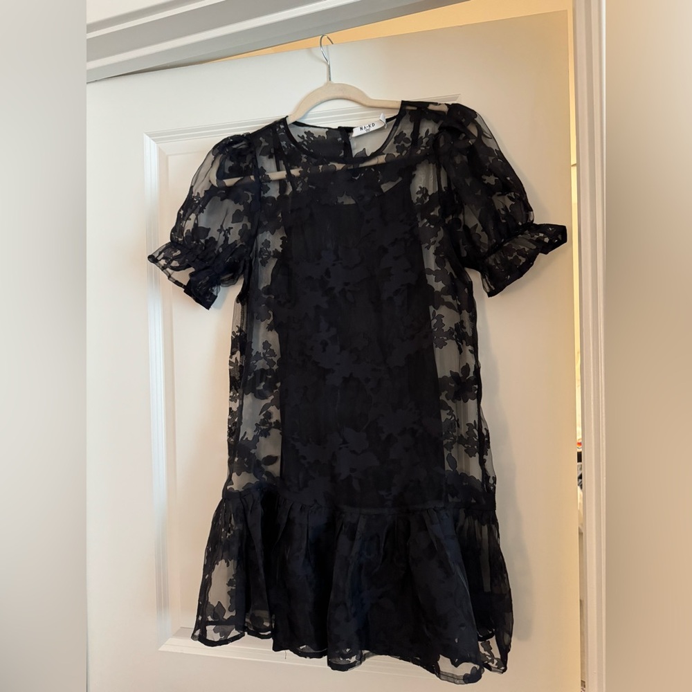 NAKD Black Floral Sheer Floral Dress